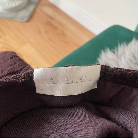 A.L.C. Strapless Brown Lace Ruched Bodycon Cocktail Party Dress 6314DL Size 0 - Picture 5 of 10